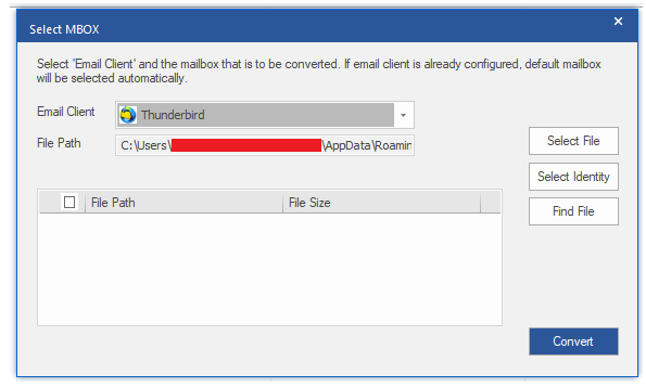 After selecting the MBOX file